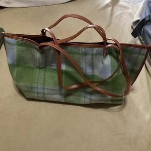 Universal Faden grün & blau flauschig kariert Doppelriemen groß Handwerk Tragetasche - Bild 1 von 6