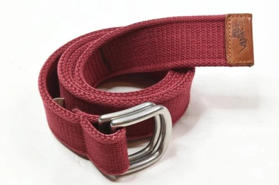 Vintage Polo Ralph Lauren D-Ring Belt Mens Large Maroon Cotton Leather Pony Logo - Image 1 of 4