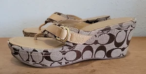 Coach Logo Wedge Style Thong Sandals Size 8.5 - Picture 1 of 10