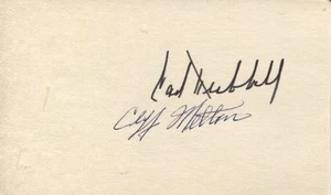 Carl Hubbell & Cliff Melton New York Giants autographs on 3 x 5 Index card - Picture 1 of 1