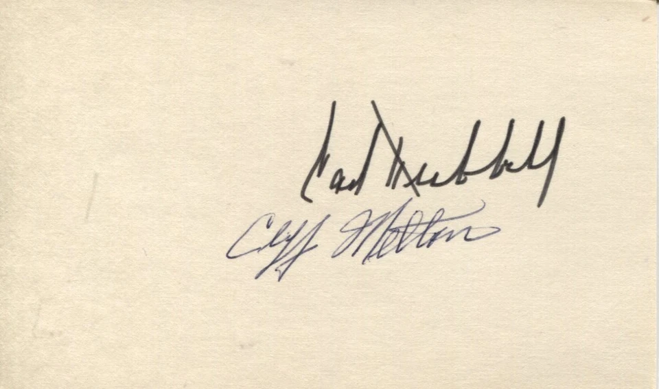 Carl Hubbell & Cliff Melton New York Giants autographs on 3 x 5 Index card - Image 1 of 1