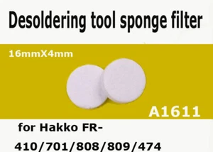 2 PIEZAS HAKKO A1611 Esponja de filtro para pistola de estaño Herramienta de desoldación FR-410/701/808 - Imagen 1 de 3