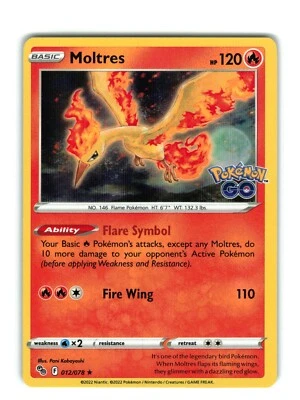 Pokémon TCG Moltres Pokemon GO 012/078 Holo Holo Rare NM - Image 1 of 2