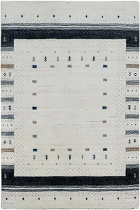 Teppich Gabbeh Loribaft 120x180 cm Handgewebt Carpet Rug 100% Wolle creme grau - Bild 1 von 15