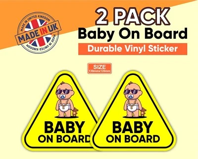 SEZ DESIGN 2er Pack - Baby an Bord Vinyl Aufkleber 130x120mm Auto Aufkleber Wasserdicht Schild Kinder