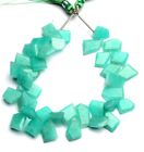 Amazonite Gem Faceted Slice Shape Beads 8" Strand 109Cts. Jewelry Supplies