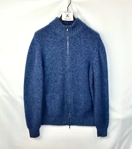 Giacca Loro Piana Navy Spessa Maglia Pesante 100% Bambino Cashmere Piana Uomo 56 XL - Foto 1 di 6