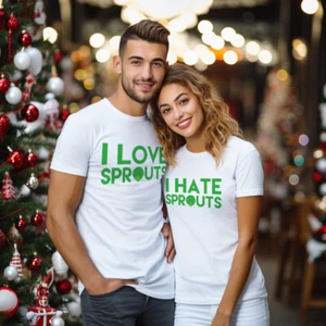 I Hate Love Sprouts Camisetas Cena de Navidad Nochebuena Pijama Prendas para el torso PJs Novio Regalo - Imagen 1 de 3