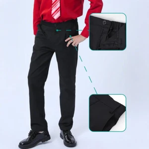 Boys Dress Pants Black School Uniform Kids Wedding Birthday Party Trousers - Picture 1 of 8