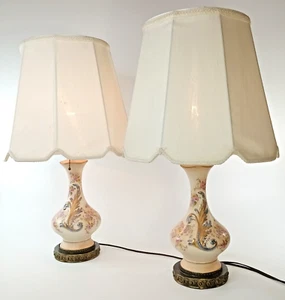 Pair Of Royal Worcester Hand-Painted Gilded Foliate Antique Lamps - Picture 1 of 8