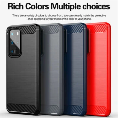 For Huawei P40 P30 P20 Pro Lite P Smart 2021/20 Fiber Carbon Soft TPU Cover Case - Image 1 of 4