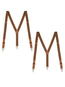 Buyless Fashion Leather End 2 Pack Suspender Men Adjustable Straps Y Metal Hook - Picture 1 of 83