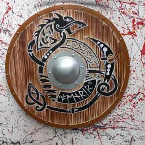 Medieval Wooden Dragon Face Viking Shield For Battle Best For Gift - Picture 1 of 4