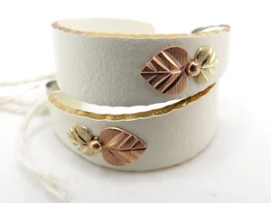 CCO BLACK HILLS WHITE EARRINGS w STAINLESS STEEL POSTS & 12k YELLOW/ROSE GOLD * - Picture 1 of 15
