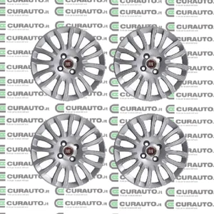KIT SET 4 COPRICERCHI - COPPA RUOTA PER FIAT GRANDE PUNTO LOGO ROSSO- D15" 1216 - Foto 1 di 5