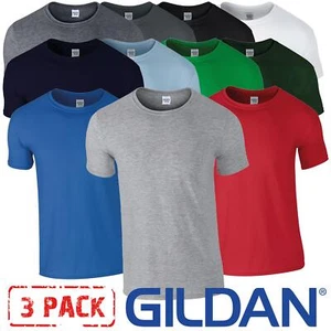 3 PACK Gildan Mens T-Shirt Softyle Plain 100% Ringspun Cotton Crewneck Tee Top - Picture 1 of 38