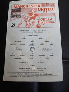 Manchester United v Manchester City 1966-1967 Reserves Central League 30/1/1967 - Picture 1 of 2