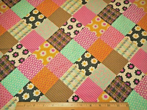 Quilt Fabric By Yard SALE Pink Gold Aqua Gray Floral Patch Premium Cotton #V #C - Picture 1 of 2