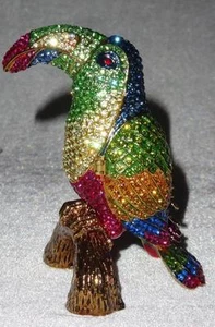 STUNNING NEW TOUCAN Jewelry Ring Trinket Box covered with Rhinestone Crystals - Picture 1 of 1