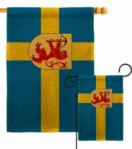 Provinces of Sweden Småland Burlap Garden Flag Decorative Yard House Banner - Picture 1 of 19