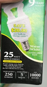 Box of 10 Halco ProLume 45011 Compact Fluorescent Lamp CFL5/27/E12 Light Bulb - Picture 1 of 6