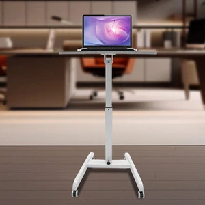 Fuß höhenverstellbar Stehpult rollbar Laptopwagen mobil Podium neigbar 4 Rollen - Bild 1 von 16