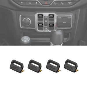 4X Black Window Lift Switch Button Cover For Jeep Wrangler JL JT 18+ Aluminum US - Picture 1 of 10