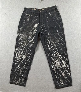 Pantalones de mezclilla Johnny Blaze para hombre 40x33 de colección Y2K pintura plateada metálica salpicaduras holgados - Imagen 1 de 11