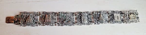 Antique Bracelet Nouveau France Silver Plate Filigree Paris Souvenir Panel Link - Picture 1 of 6