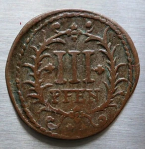 Moneda de cobre 3 Pfennig 1736 - Ciudad de Hamm KM# 75 - Ciudad libre - #R815 - Imagen 1 de 3