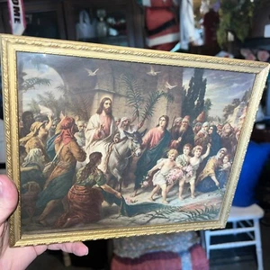 Vtg Jesus in Jerusalem By Henrich Hofmann Wood Lithograph 8x10 - Picture 1 of 9