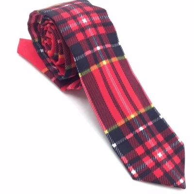 $115 Bloomingdales Men`S Red Black Plaid Neck Tie Skinny Classic Neck Tie 57x3 Foto 1 de 4