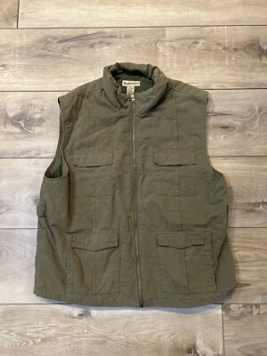 Chaleco tallado con volantes para hombre X grande verde oliva bolsillos de carga cremallera completa utilidad para exteriores  Foto 1 de 4