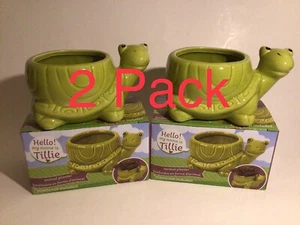 Small Ceramic Green Turtle Shaped Planter for Succulents (2 Pack) - Imagen 1 de 9
