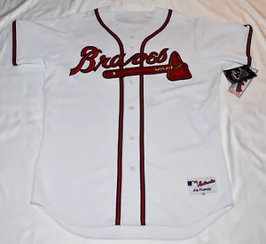 NUOVA maglia bianca Majestic AUTENTICA collezione Atlanta Braves 48 Jeff Francoeur - Foto 1 di 20