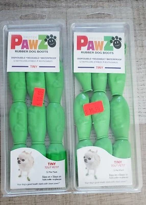 Juego de 2 botas de goma Protex Pawz para perros talla pequeña verde 12 por paquete Foto 1 de 3