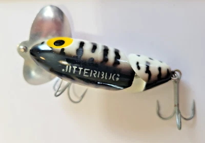 Vintage Arbogast Jointed Jitterbug Topwater Fishing Lure Coach Dog NEAR MINT - Image 1 of 4