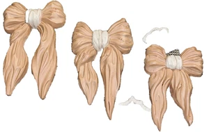 VINTAGE HOMCO PINK RIBBON BOWS Wall Decor Made in the USA Set of 3 - Picture 1 of 10