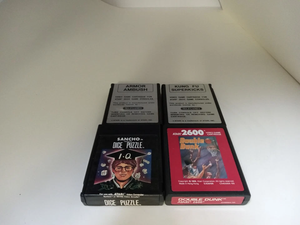 4 NEVER USED GAMES FOR  ATARI 2600+ & RETRON 77 KUNG FU/ARMOR/DUNK/DICE #### - Image 1 of 4