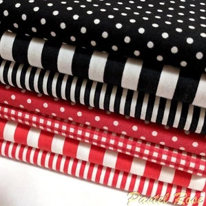 Red & Black Basics Fabric Bundle 7 half metres 100% Cotton Material Bundle - Picture 1 of 1