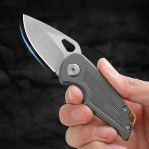 Stainless Steel Mini Folding Blade Knife Keychain Portable Tactical Knife - Picture 1 of 9