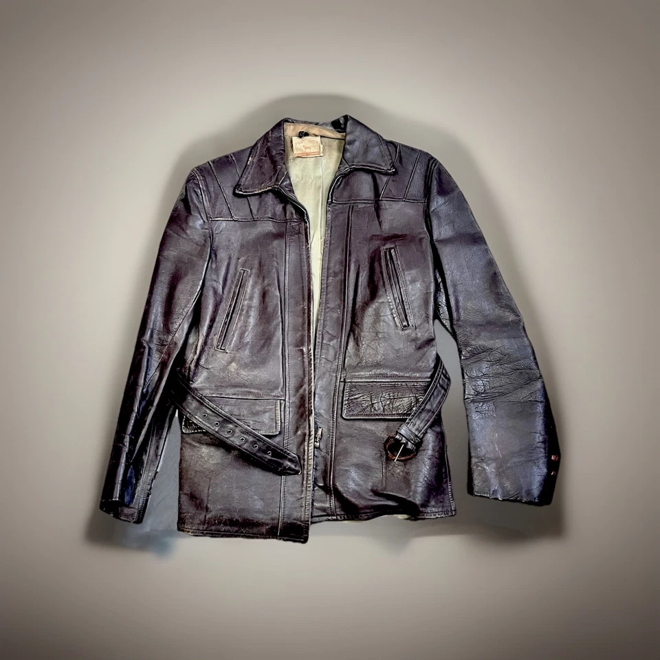 Chaqueta De Colección 1930s 1940s Sportclad Pony Piel de Caballo Aviador Motocicleta Marrón Trabajo Foto 1 de 4