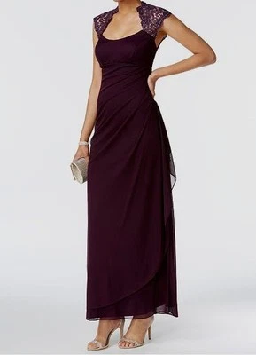 Vestido para mujer $119 Xscape púrpura metálico cuello redondo línea A talla 8 Foto 1 de 3