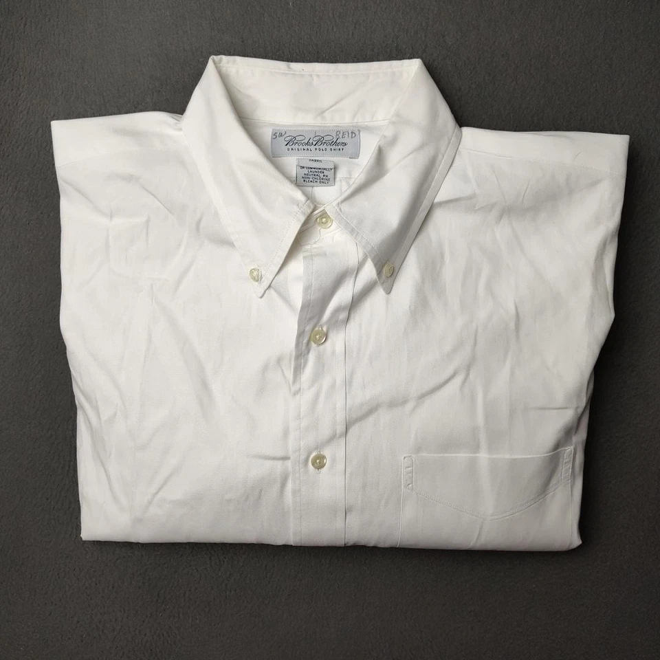 Brooks Brothers Shirt Mens 17 35 White Oxford Button Down Long Sleeve Made USA - Image 1 of 4