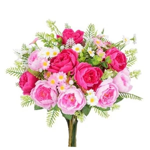 Artificial Flower Valentine's Day Decoration Spring Fake Peonies Bouquet with - Picture 1 of 8