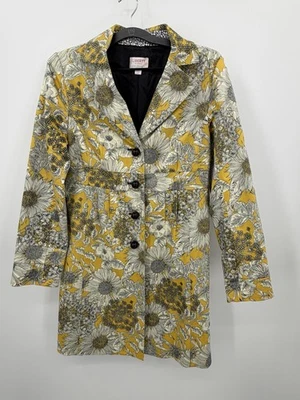 Liberty of London for Target 女式花卉大衣中号黑色白色黄色 — 第 1/4 张图片