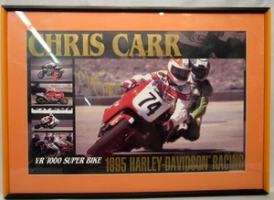 CHRIS CARR INCORNICIATO ORIGINALE FIRMATO 1995 HARLEY DAVIDSON RACING VR SUPER B (EZS003125) - Foto 1 di 5