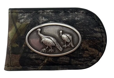 Turkey Camo Genuine Leather Money Clip by Enmon-New in Tin - Image 1 of 4
