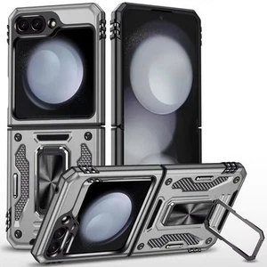 Funda híbrida con agarre de anillo de grado militar para Samsung Galaxy Z Flip 6 - Gris - Imagen 1 de 4