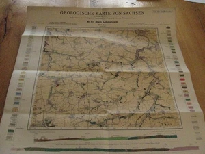 Old geological map of Saxony No. 47 sheet Lommatzsch from 1931 Mochau Leuben - Picture 1 of 16